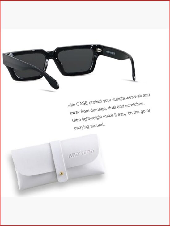 Thick Frame Rectangle Polarized Sunglasses Chunky Retro Shades main image 5